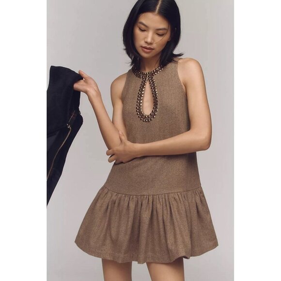 NEW Size S - Anthropologie Beaded Keyhole Sleeveless Mini Dress (NWT US$ 178) - Picture 1 of 16